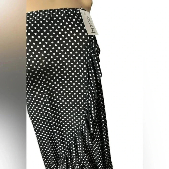 Vtg Faux wrap ,flare,ruffle skirt,NWT, polka dots,B&W,festival,gypsy,cottagecore - Picture 14 of 15